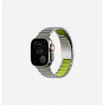 UNIQ Strova Flex armband för Apple Watch 44/45/46/49mm Series 1/2/3/4/5/6/7/8/9/10/11/SE/SE2/SE3/Ultra/Ultra 2/Ultra 3 Silver-Lime