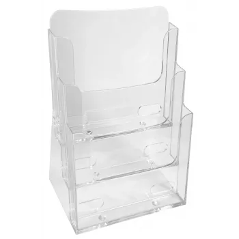 Exacompta A4 diskställ med 3 fack, polystyren, transparent, 155 x 237 x 339 mm (74158D)