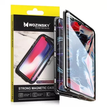Wozinsky Full Magnetic Case 360 Front & Back Protection with Built-in Glass för Samsung Galaxy A72 4G svart-transparent