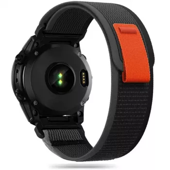 TECH-PROTECT Nylon armband för Garmin Fenix 5 / 6 / 6 Pro / 7 – svart/orange