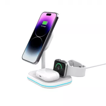 TECH-PROTECT QI15W-A27 3IN1 magnetisk MagSafe trådlös laddare vit
