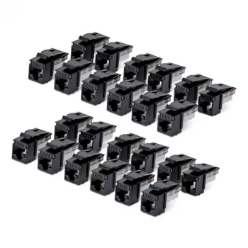 StarTech.com Cat6 Keystone Jack 24-pack, RJ45 Ethernet Keystone-koppling, UTP Cat6 vägguttag, 90 grader 110 Punch Down, svart, 10GBase-T