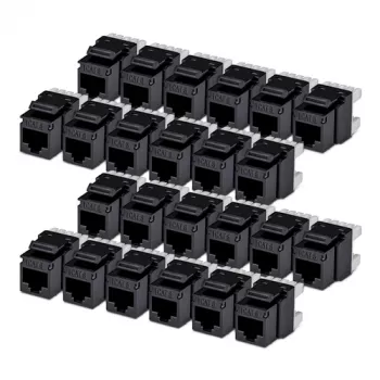 StarTech.com Cat6 Keystone Jack 24-pack RJ45 Ethernet Keystone-kontakt UTP Cat6 vägganslutning 180 grader 110 Punch Down svart