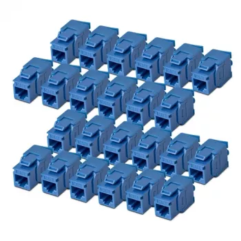 StarTech.com Cat6 Keystone Jack 24-pack, RJ45 Ethernet Keystone-koppling, UTP Cat6 väggplattinsats, 180 grader, verktygsfri, blå