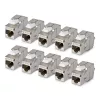 StarTech.com skärmad Cat6a Keystone Jack-modul, 10-pack RJ45 Ethernet-koppling, STP Cat6a vägguttag, 180 grader, verktygsfri, platt, silver