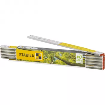 STABILA 600 2 m trävikmått metriskt vit/gul
