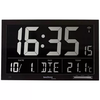 Technoline WS 8007 digital väckarklocka - svart - LCD - radiostyrd - batteridriven
