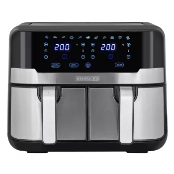 HEINRICH'S HFR 8214 dubbel varmluftsfritös 2 x 4,5 L = 9,0 L 1300-2400 W svart-silver