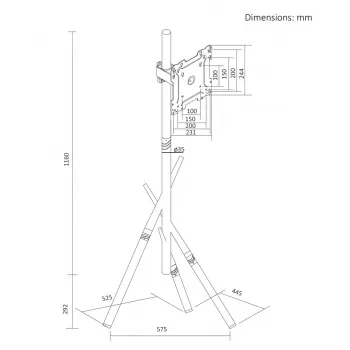 Maclean TV-stativ/-fäste, 27-55 inch, max VESA 200x200, max 60 kg, vit, MC-181 W