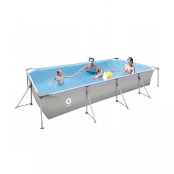 AVENLI 394x207x80 cm rektangulär stålramspool med filterpump, stege, täcke och bottenduk