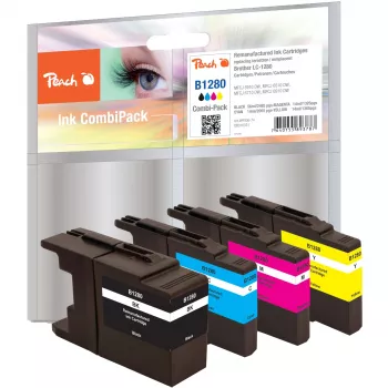 Peach PI500-74 pigmentbläckpatroner multipack - svart, cyan, magenta, gul - kompatibel med Brother MFCJ 5910 DW, 6510 DW, 6710 DW, 6910 DW - 4 st