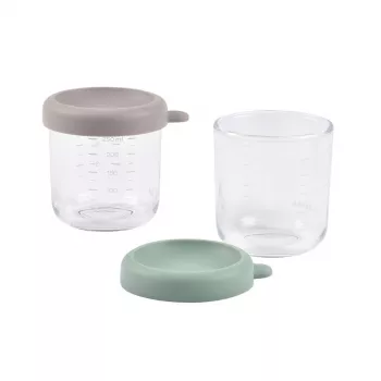 BEABA glasburkset med lock 2 x 250 ml Salvia/Gazelle