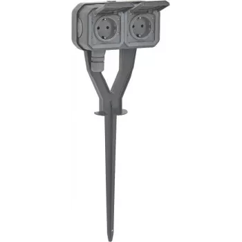 Legrand 069759L Plexo New Garden Power Post 2-fack förkopplad Schuko-uttag IP44 skiffergrå