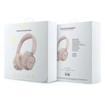 Guess Bluetooth over-ear-hörlurar ENC Rectangle Metal Script rosa