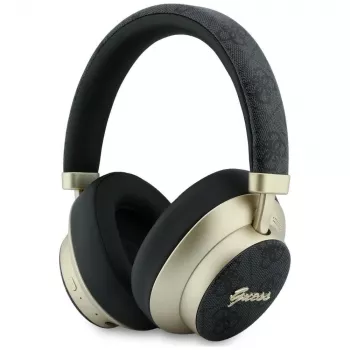 Guess GUE005456 over-ear Bluetooth-hörlurar med ENC, 4G Gold Script Metal, svarta