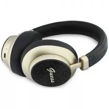 Guess GUE005456 over-ear Bluetooth-hörlurar med ENC, 4G Gold Script Metal, svarta
