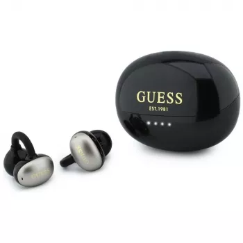 Guess Open-Wearable stereo Bluetooth-hörlurar med metallic-finish, elpläterade delar och klassisk logotyp svart
