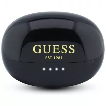 Guess Open-Wearable stereo Bluetooth-hörlurar med metallic-finish, elpläterade delar och klassisk logotyp svart
