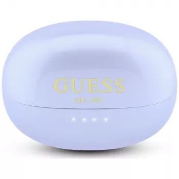 GUESS Open-Ear trådlösa hörlurar med metallic-finish och elpläterade delar, klassisk logotyp, lila