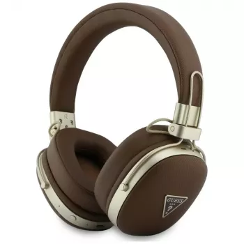 Guess GUE005460 Bluetooth On-Ear-hörlurar med ENC, brun, metallkornigt triangel-logotyp