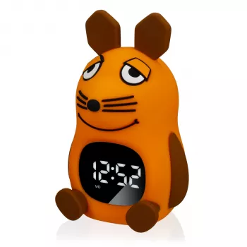DieMaus väckarklocka för barn med nattlampa - analog kvarts, varmvitt nattljus, flerfärgad (blå/orange)