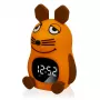 DieMaus väckarklocka för barn med nattlampa - analog kvarts, varmvitt nattljus, flerfärgad (blå/orange)