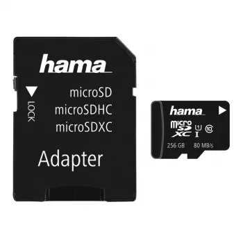 Hama microSDXC 256GB UHS Speed Class 3 UHS-I 100MB/s med SD-adapter