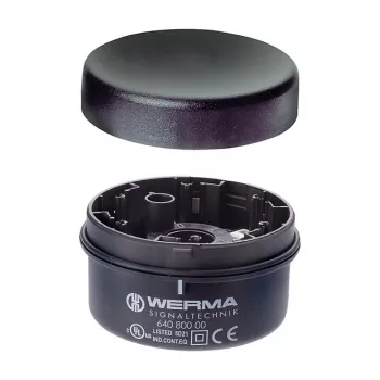 WERMA Signaltechnik KombiSIGN 71 fastljuselement, svart hölje, klar lins, polykarbonat, IP65, 70 mm diameter, 66 mm höjd, E14-sockel, max. 7 W, 640.800.00