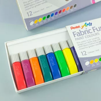 Pentel Arts FFPC1-12 Textilfärgsset, blandade färger, 12 x 6 ml tuber