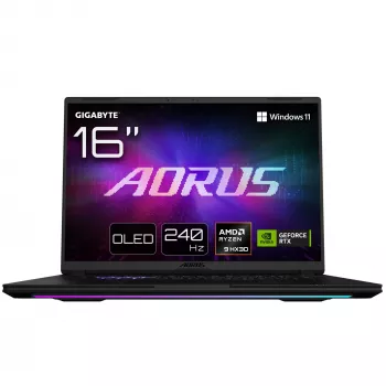GIGABYTE AORUS MASTER 16 6YJM5DEE65SP bärbar dator, 16 inch WQXGA OLED 240Hz, AMD Ryzen 9 9955HX3D, 32GB DDR5, 2TB SSD, GeForce RTX 5080 16GB, Windows 11 Pro, tyskt tangentbord