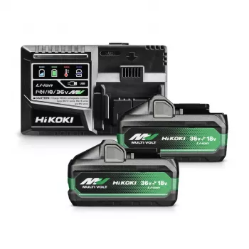 Hikoki 36V MultiVolt batteri 2,5 Ah (2-pack) med snabbladdare UC18YSL3