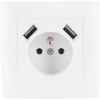 VCX WESA LC 13A enkeluttag med USB-laddare vit