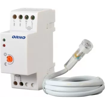 ORNO OR-CR-219 DIN Rail Twilight Sensor with External Photocell, 230V AC, 10A, 2-100 Lux