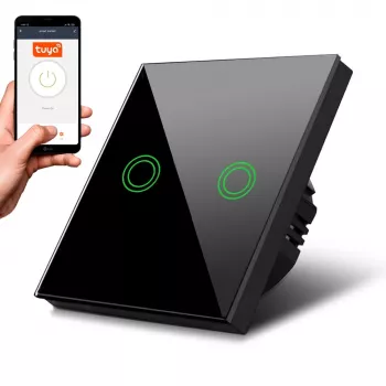 MACLEAN MCE714B WiFi 2-vägs touch-ljusströmbrytare, svart