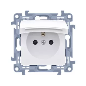 KONTAKT SIMON 10 enkeluttag med jord, vit, IP44, skruvplintar, 16A 250V