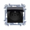 KONTAKT SIMON 10 modul 1x uttag med lock IP44 fjäderplintar 16A 250V matt svart