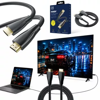 3MK PROTECTION Hardy HDMI 2.1 Ultra High Speed-kabel 1,5 m 48 Gbps 8K60Hz 4K120Hz eARC VRR ALLM svart