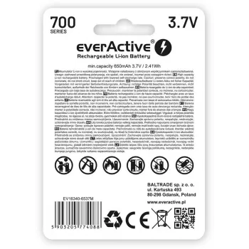 EVERACTIVE 16340 3.7V 700mAh laddningsbart Li-jonbatteri med skyddskrets (1 st)