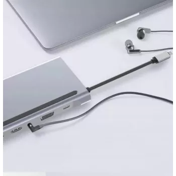 ZENWIRE USB-C-hubbadapter 12-i-1 dockningsstation 2x HDMI 4K Ethernet RJ45 USB 3.0 BYL-2211