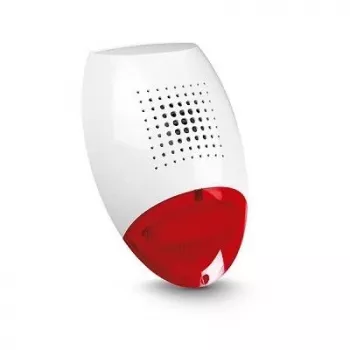 SATEL SP-500 R trådbunden utomhussiren med blixtljus, rött hölje, vit LED