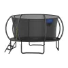 MERACH MR-2429B2 trampolin, 3,6 m (12 ft) med säkerhetsnät och stege, svart/blå