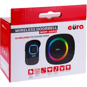 EURA WDP-46A3 trådlös dörrklocka set svart