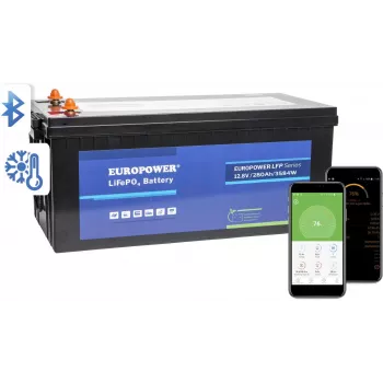 EUROPOWER LFP 12.8V 280Ah LiFePO4-batteri med Bluetooth och värmematta