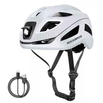 ROCKBROS ZK-077 smart cykelhjälm med integrerad multidirektionell LED-belysning, 57-61 cm, vit