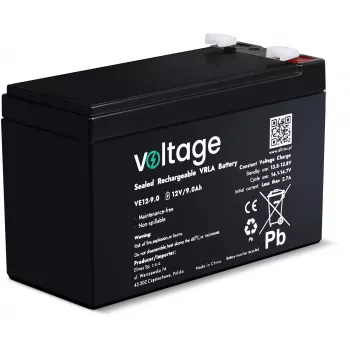 VOLTAGE AGM-batteri 12V 9Ah VE12-9.0 (6-9 års livslängd)
