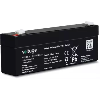 VOLTAGE AGM-batteri 12V 2,3Ah VE12-2.3 (livslängd 6–9 år)