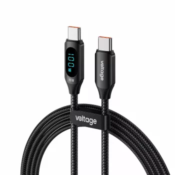 USB-C till USB-C-kabel Voltage PowerDisplay 100W PD 1 m svart