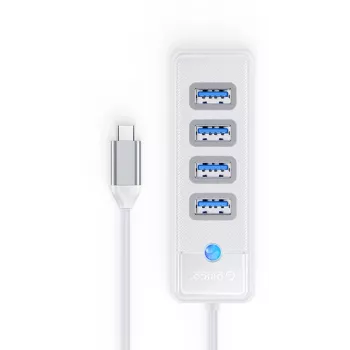 ORICO PW4U-C3-015-WH-EP USB-C-hubb 4x USB-A 3.2 Gen 1 vit