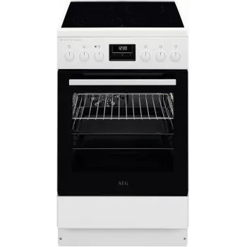 AEG CCB56491BW fristående elspis med glaskeramikhäll, 73L varmluftsugn & 39L konventionell ugn, vit