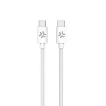 CELLY USBCUSBCCOTT – USB-C till USB-C bomullsfätskabel vit (Power Delivery)